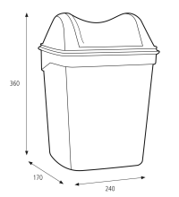 Coș gunoi fixare pe perete cu capac rotabil 8 L - 92223 3