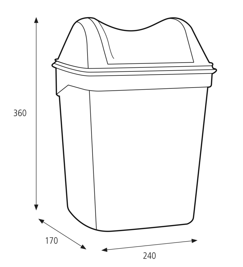 Coș gunoi fixare pe perete cu capac rotabil 8 L - 92223 3